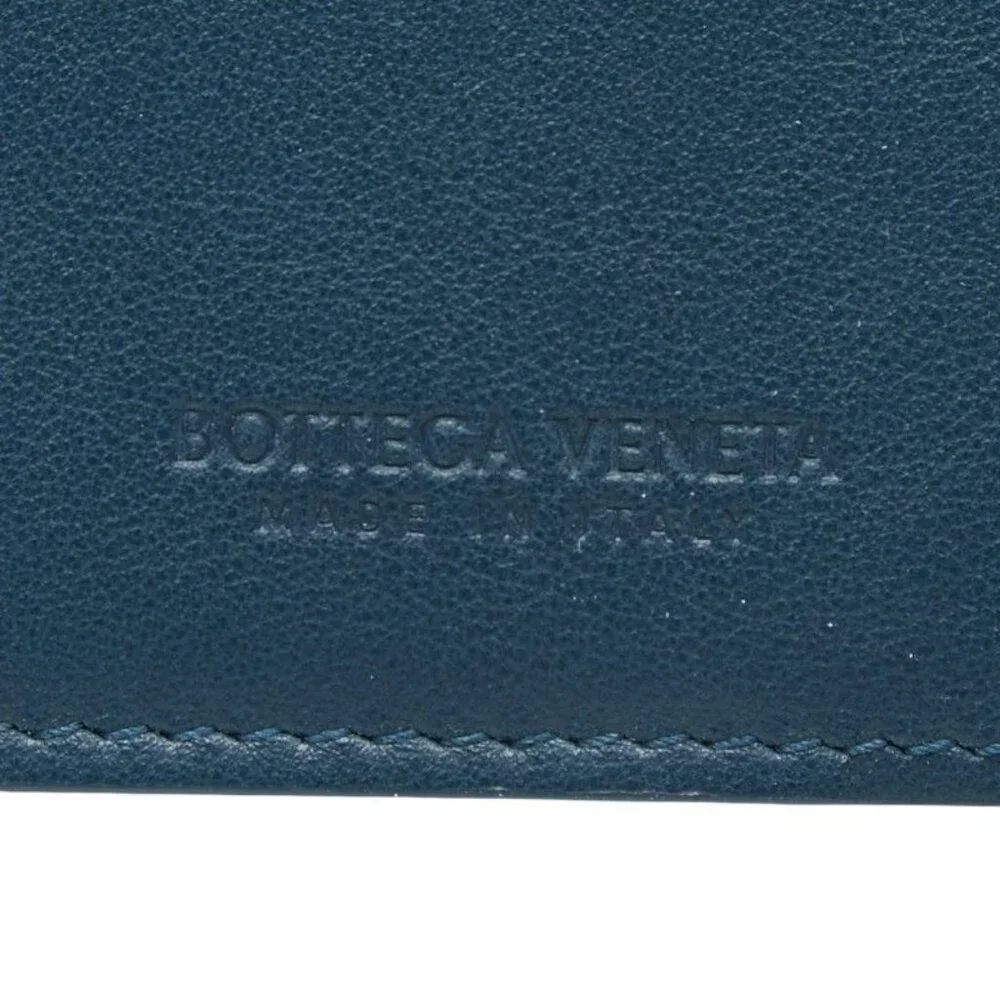Bottega Veneta Logo Notebook Cover Navy Leather